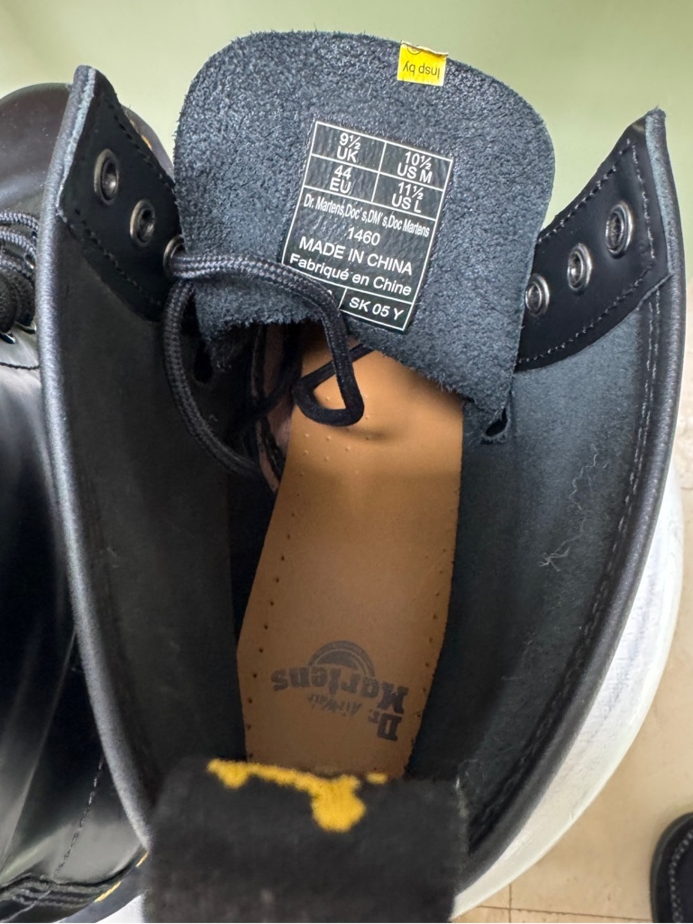 Dr. Martens Doc Black Leather 8-Eye Lace-Up Boots Yellow Welt 10.5 M sz 44 new - Picture 8 of 11